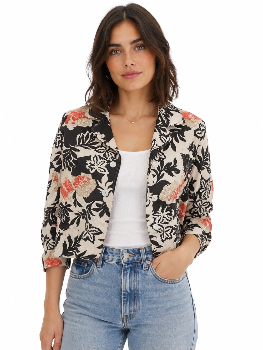 Floral Summer Crop Blazer